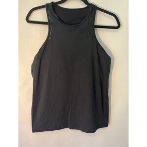 EAC Athletic Tank Top With Built-in Sports Bra Size Large Black Crop